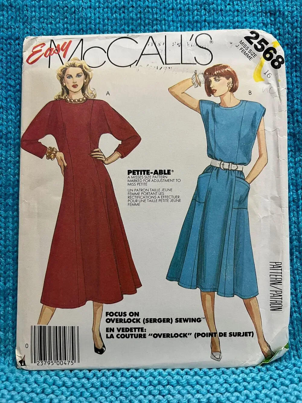 McCalls pattern 2568 midi dress fit and flare dolman sleeve Size 16